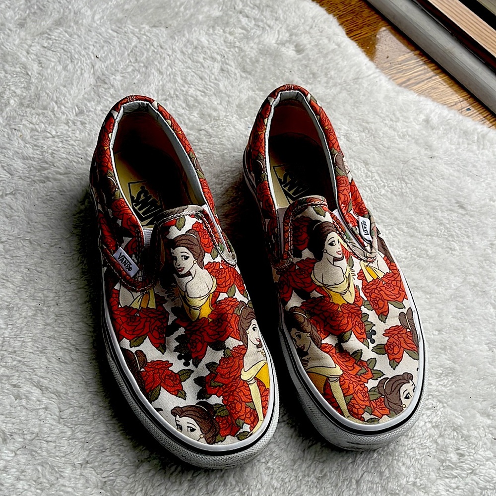 Vans Disney Beauty/Beast rare slip ons in size US woman’s 7.5